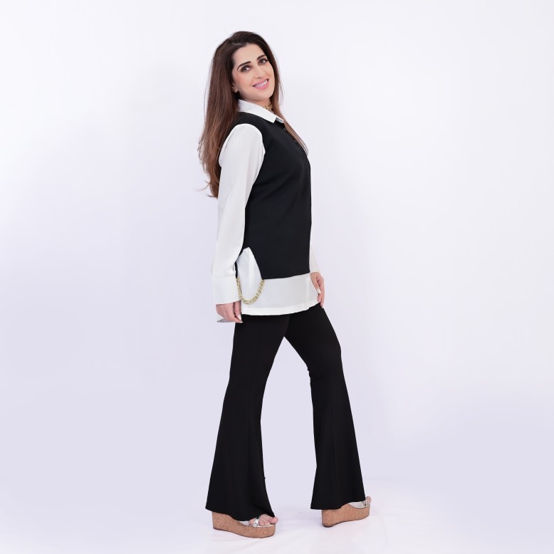 Ammarah élégante 2.0 separates Black and white vest top 